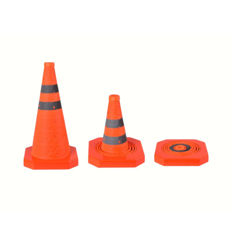 Cône de signalisation pliable multifonctionnel portable réfléchissant à haute intensité avec voyant d'avertissement LED enfichable monté sur le dessus pour les opérations d'urgence et mobiles