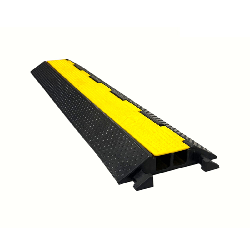 Base en caoutchouc de qualité technique, couvercle jaune, protecteur de câble robuste à 2 canaux