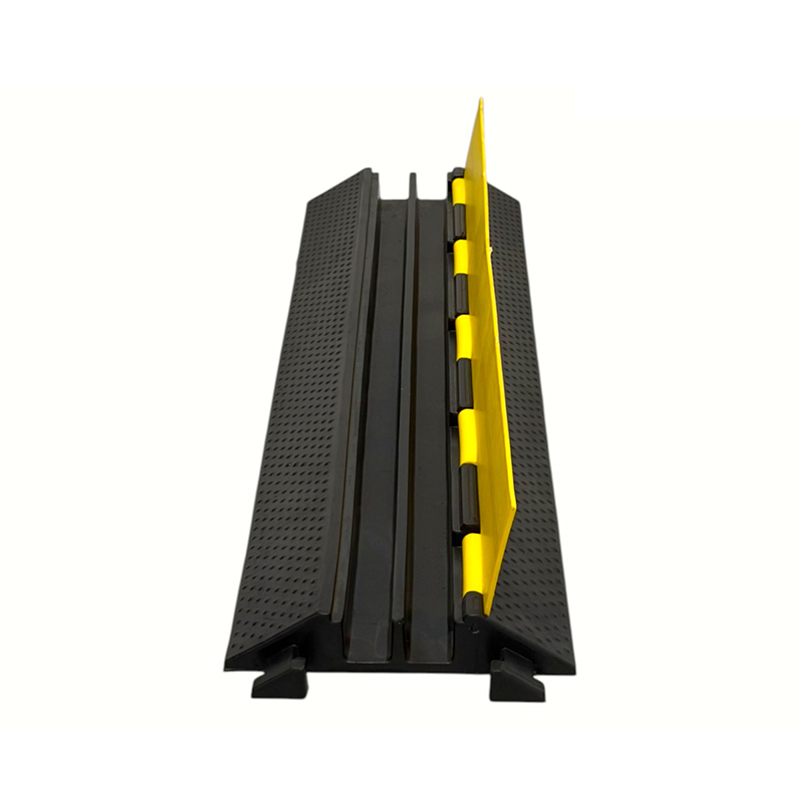 Base en caoutchouc de qualité technique, couvercle jaune, protecteur de câble robuste à 2 canaux