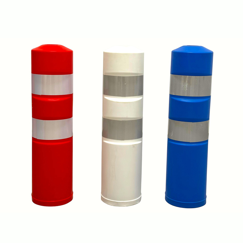 Poteau d'avertissement de sécurité en plastique avec bandes réfléchissantes