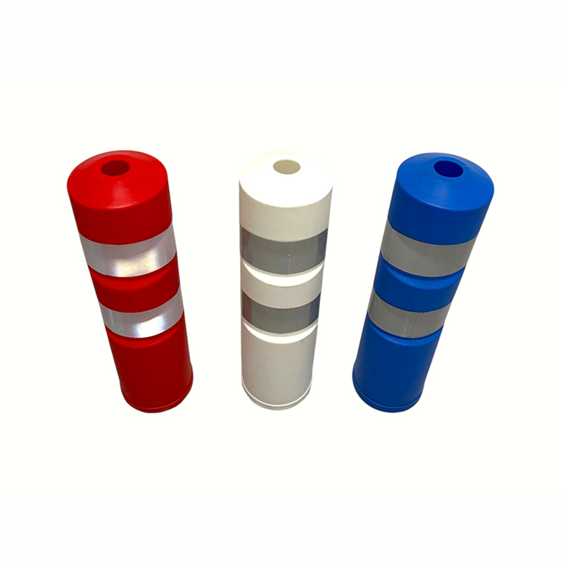 Poteau d'avertissement de sécurité en plastique avec bandes réfléchissantes