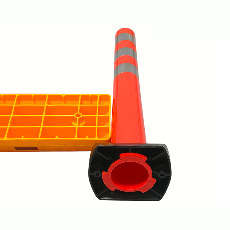 Poteau de délimitation flexible modulaire avec bordure de séparation de voie de circulation
