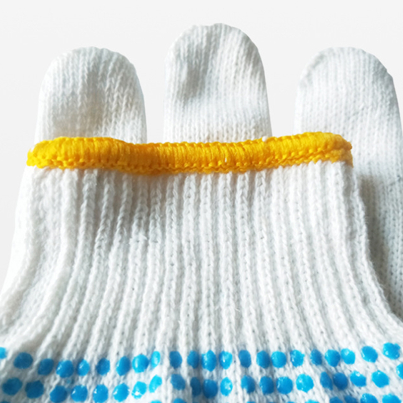Gants de travail en fil de coton à pois en plastique