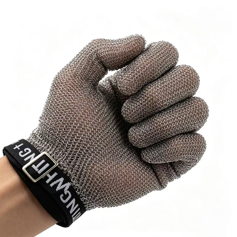 Gants anti-coupure en maille d'anneau en acier inoxydable