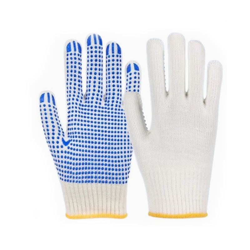 Gants de travail en fil de coton à pois en plastique