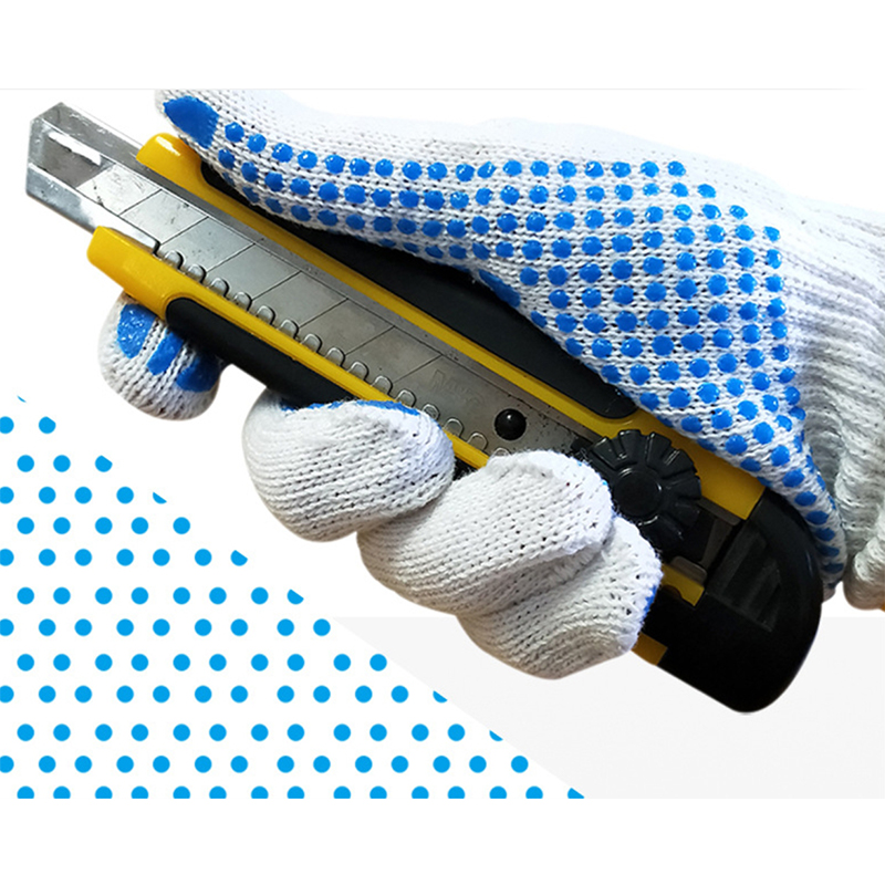 Gants de travail en fil de coton à pois en plastique