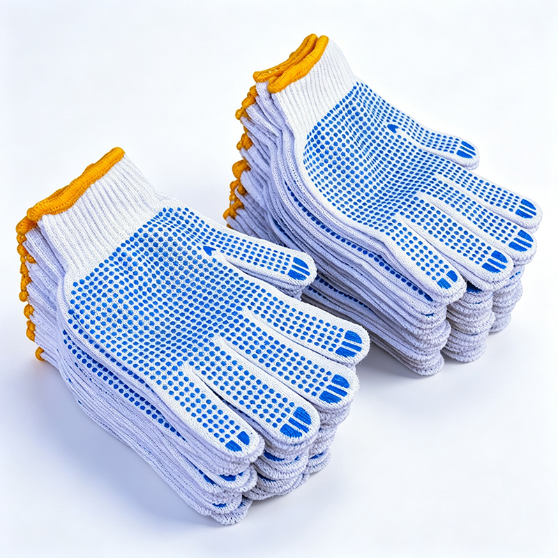 Gants de travail en fil de coton à pois en plastique