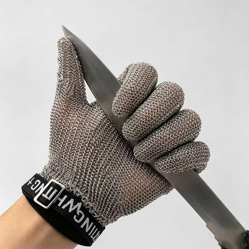 Gants anti-coupure en maille d'anneau en acier inoxydable
