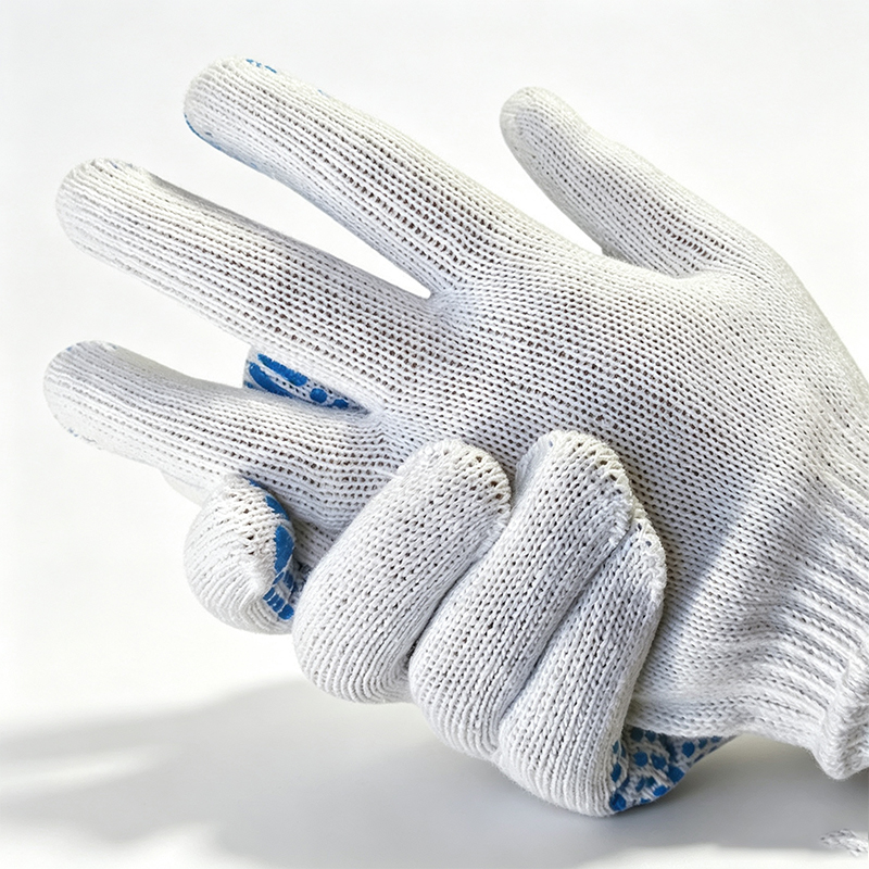 Gants de travail en fil de coton à pois en plastique