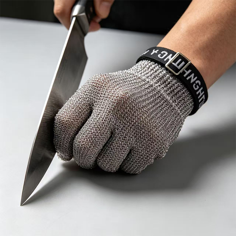 Gants anti-coupure en maille d'anneau en acier inoxydable