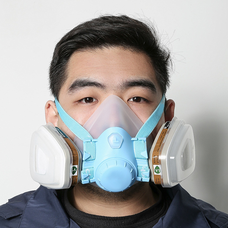 Masque à gaz en silicone à double filtre