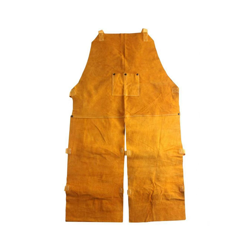 Pantalon tablier de travail en cuir à jambe fendue sur le devant et simple