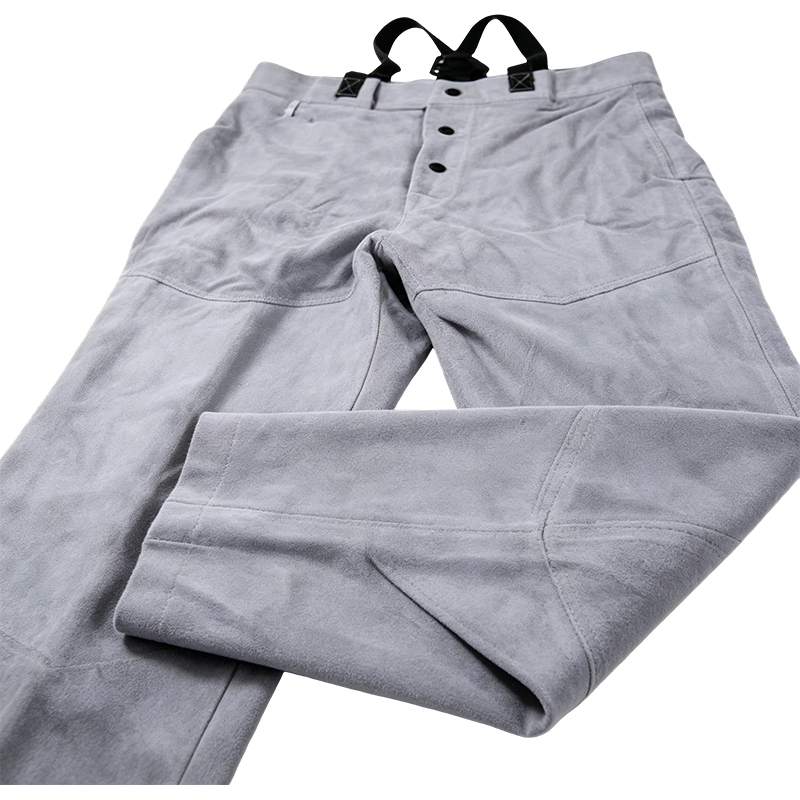 Pantalon de Soudeur en Cuir Fendu de Vache Naturel