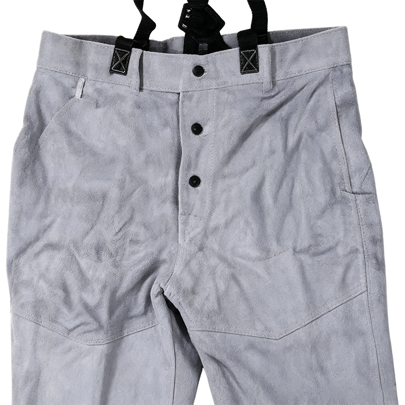 Pantalon de Soudeur en Cuir Fendu de Vache Naturel