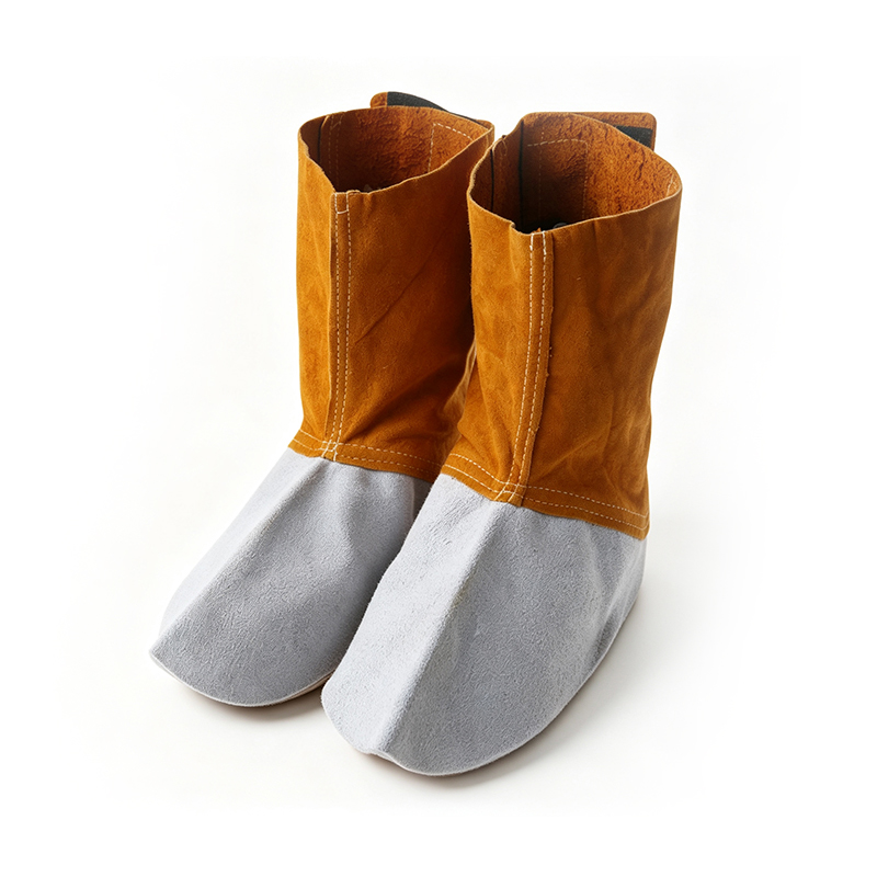Couvre-pied de soudage en croûte de cuir de vache cousu en Kevlar
