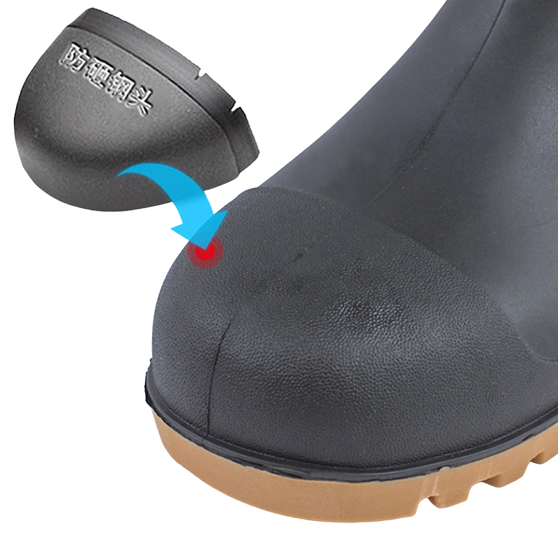 Bottes de pluie noires en PVC à bout en acier givré
